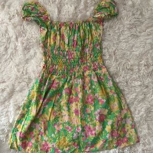 With Jean Green Pink Floral Dress
